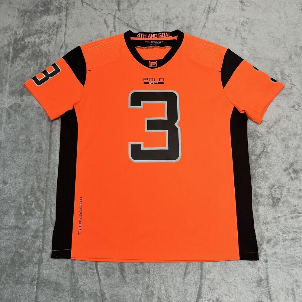 Polo Sport Ralph Lauren Shirt Mens Jersey Medium 4th and Goal Football Orange